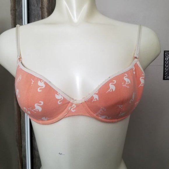 La Senza Cute Orange Bra With Flamingos - Picture 1 of 3